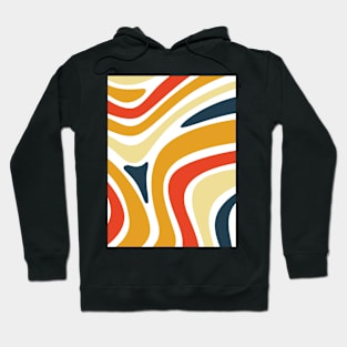 Wavy Pattern Design, yellow, mustard, blue, red Hoodie